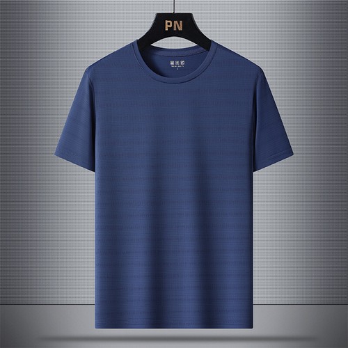 Ice Silk Thin Short Sleeve T-shirt Men's Summer Crewneck T-shirt Gradient Blazer - Foto 14 di 16