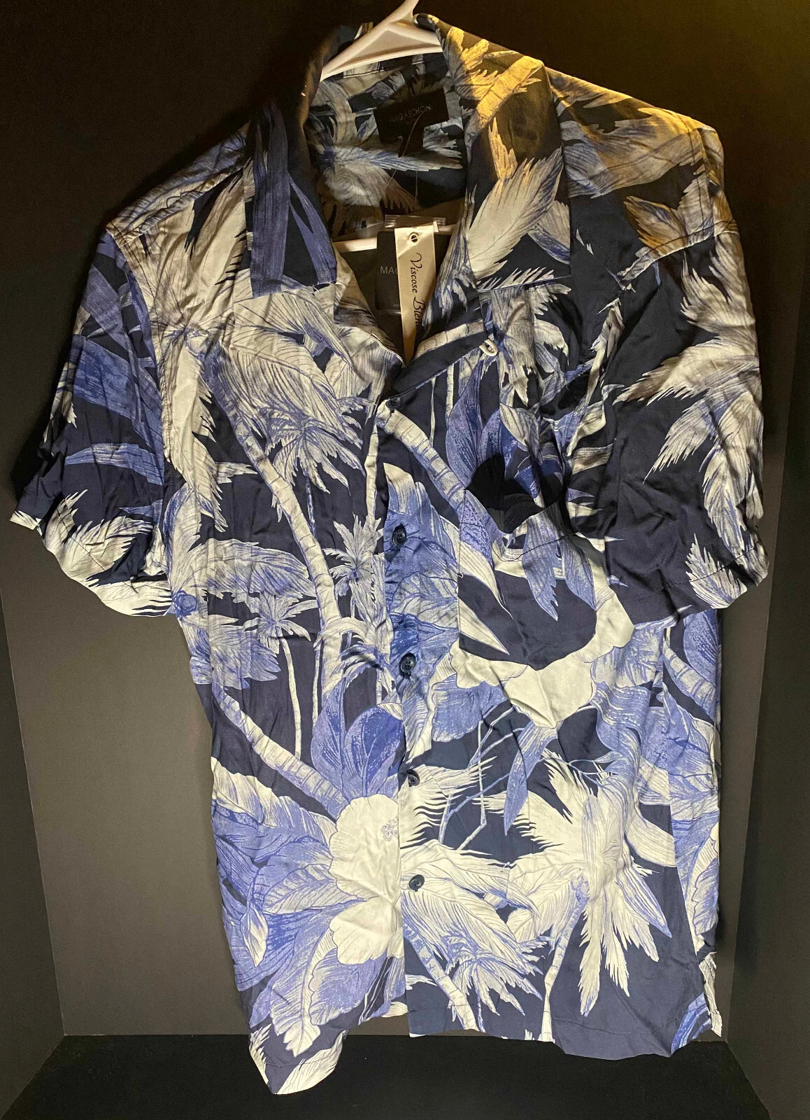 Magaschoni Floral Short Sleeve Hawaiian Shirt Mens S NWT
