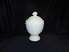 Vaseline Custard Glass L.G. Wright Nautilus Covered Compote Vintage Glowing