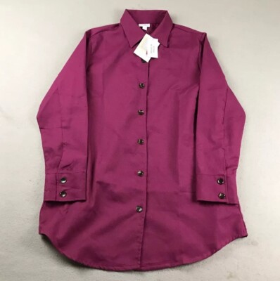 LulaRoe Shirt Womens Medium Purple Button Up Long Sleeves Shacket Top NWT
