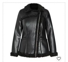 Evans Borg Biker Jacket Women’s Size 20 New Black