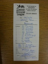 26/10/1991 Official 'Referee' Teamsheet: Havant Town v Andover - Actual 'Team Sh