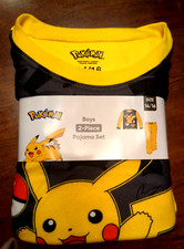 New Boys Pokemon Yellow Pajamas 2 piece Sleep wear Set Size 14/16