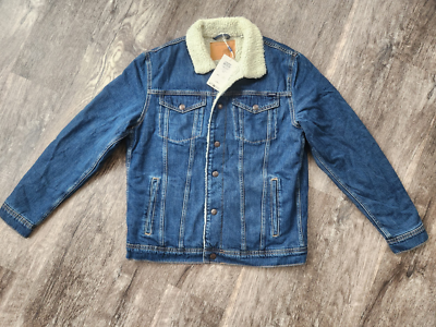 JACK & JONES Jjialvin Jacket Denim Trucker Sherpa Lined Snap