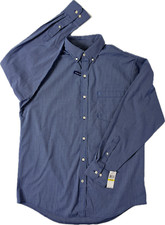 NWT 60 Izod Premium Essentials Blue 100 Cotton Button Down Shirt Men's Size M