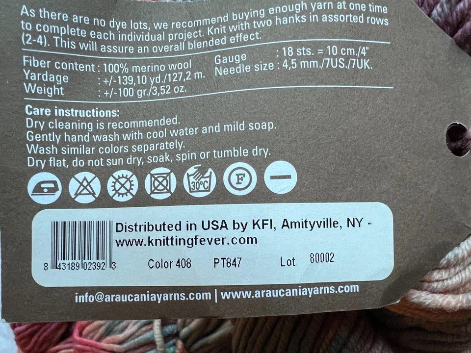 ARAUCANIA "Toconao Multy" Color: Tie-Dye 100% Lana 10 Madejas ¡Preciosos Colores! Foto 3 de 4