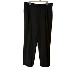 VINTAGE Farah Dress Pants Black Pleated Lightweight Soft Tailored Mens Size 36