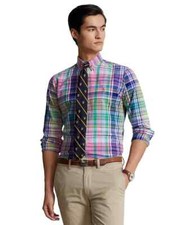 Polo Ralph Lauren X4215 Mens Multi Plaid Classic Fit Oxford Shirt Size S
