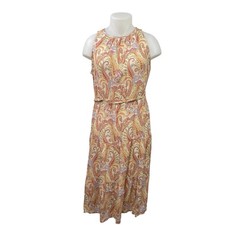 MNG Mango Nora Women's Multicolor Paisley Midi Tiered Boho A-Line Dress Size 2XL