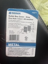 Sigma All-Weather Metal Outlet Box Cover Gray Rectangular 1/2" Hole 14371