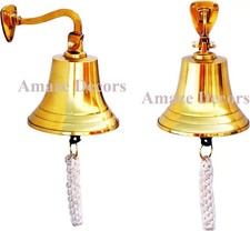 7" Full Brass Ship Bell with Bracket &ndash; Medieval Replica Door Bell | Nautical Hom