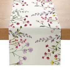 Wildflower Bloom Floral Table Runner 13x72 Inch Seasonal 13" 72", Spring Flower