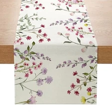 Wildflower Bloom Floral Table Runner 13x72 Inch Seasonal 13"×72", Spring Flower