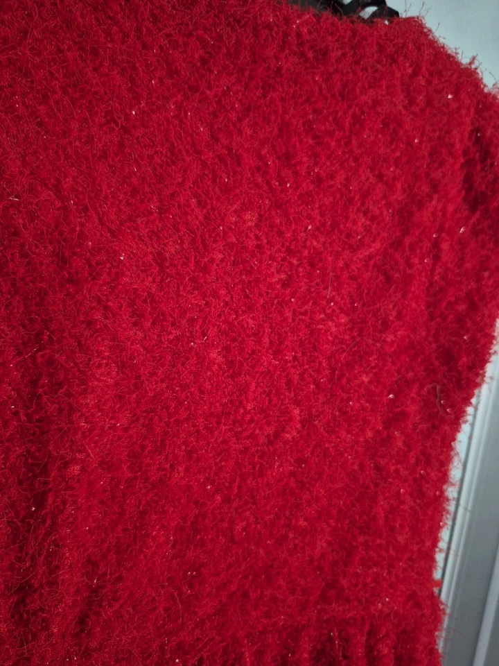 Vestido My Michelle Rojo Sin Mangas Formal con Brillo Difuso Niña Talla 12 Vacaciones Foto 3 de 4