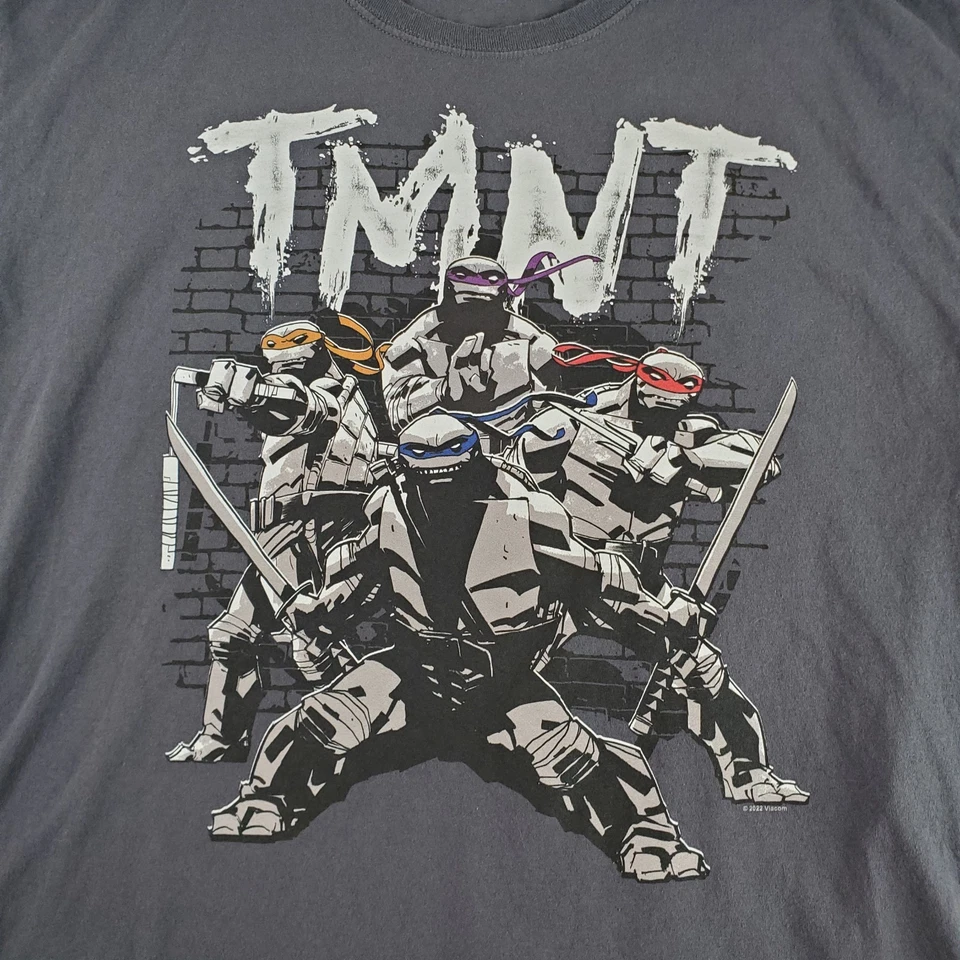Camisa Tortugas Ninja Adolescentes Mutantes Para Hombre Extra Grande Gris Cuello Redondo Manga Corta Foto 3 de 4