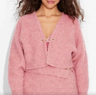 Women's Wild Fable Pink Boucle Cardigan Sweater Size Large