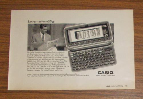 Rare Advertising Vintage CASIO SF-R 10 Digital Diary Organizer Database 1992