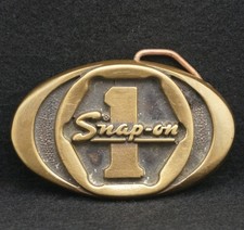 WC11139 COOL VINTAGE 1970s   SNAP-ON   TOOLS COMPANY SOLID BRASS BELT BUCKLE