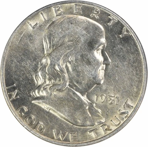 1951-D Franklin Silver Half Dollar AU Uncertified #642