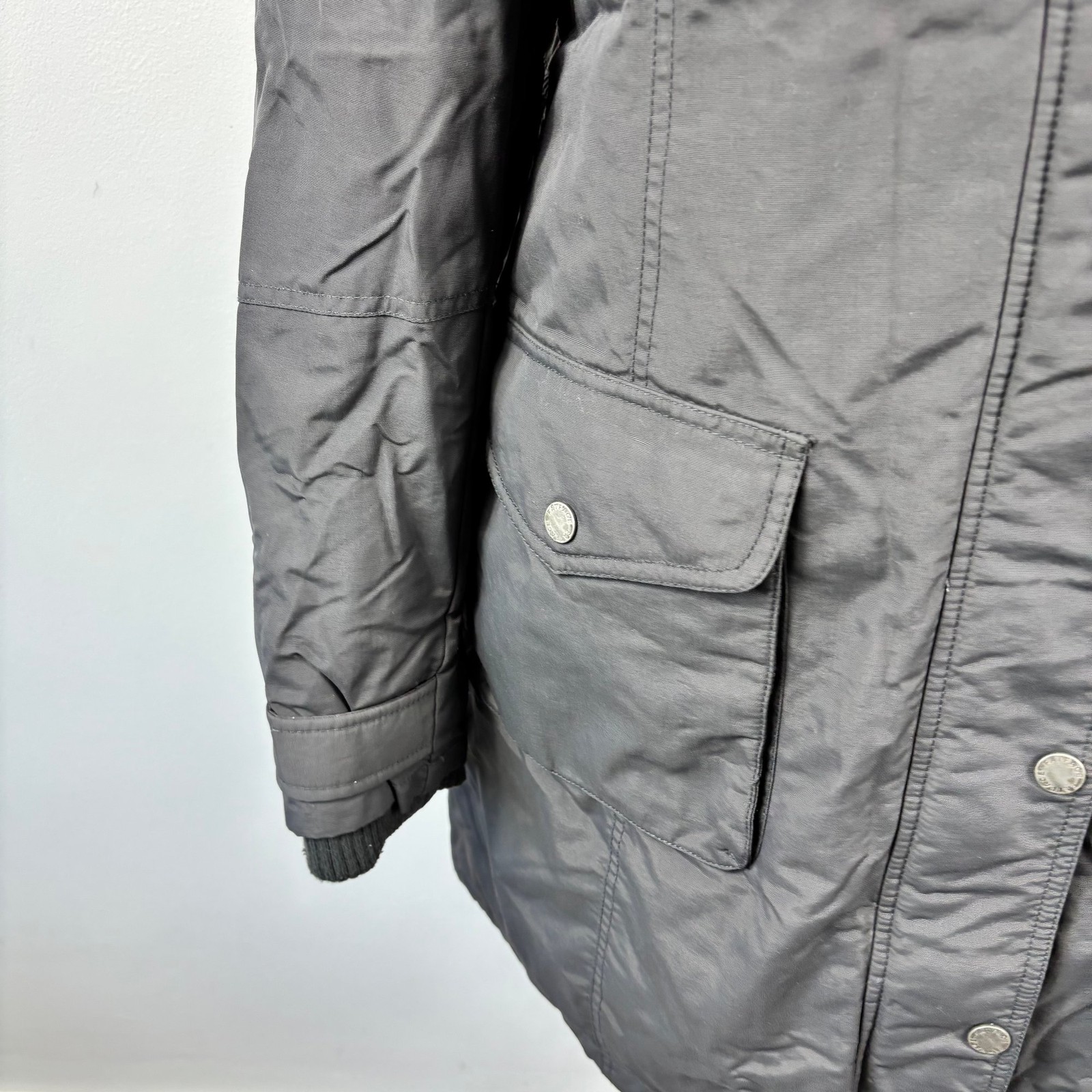 Fat Face Feather Down Parka Coat Size 18 Charcoal Grey Puffer Jacket Fur Trim image 10