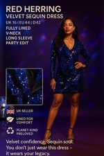 Red Herring UK10 Velvet Sequin Party Dress | Vibrant Purple | Elegant | Chic