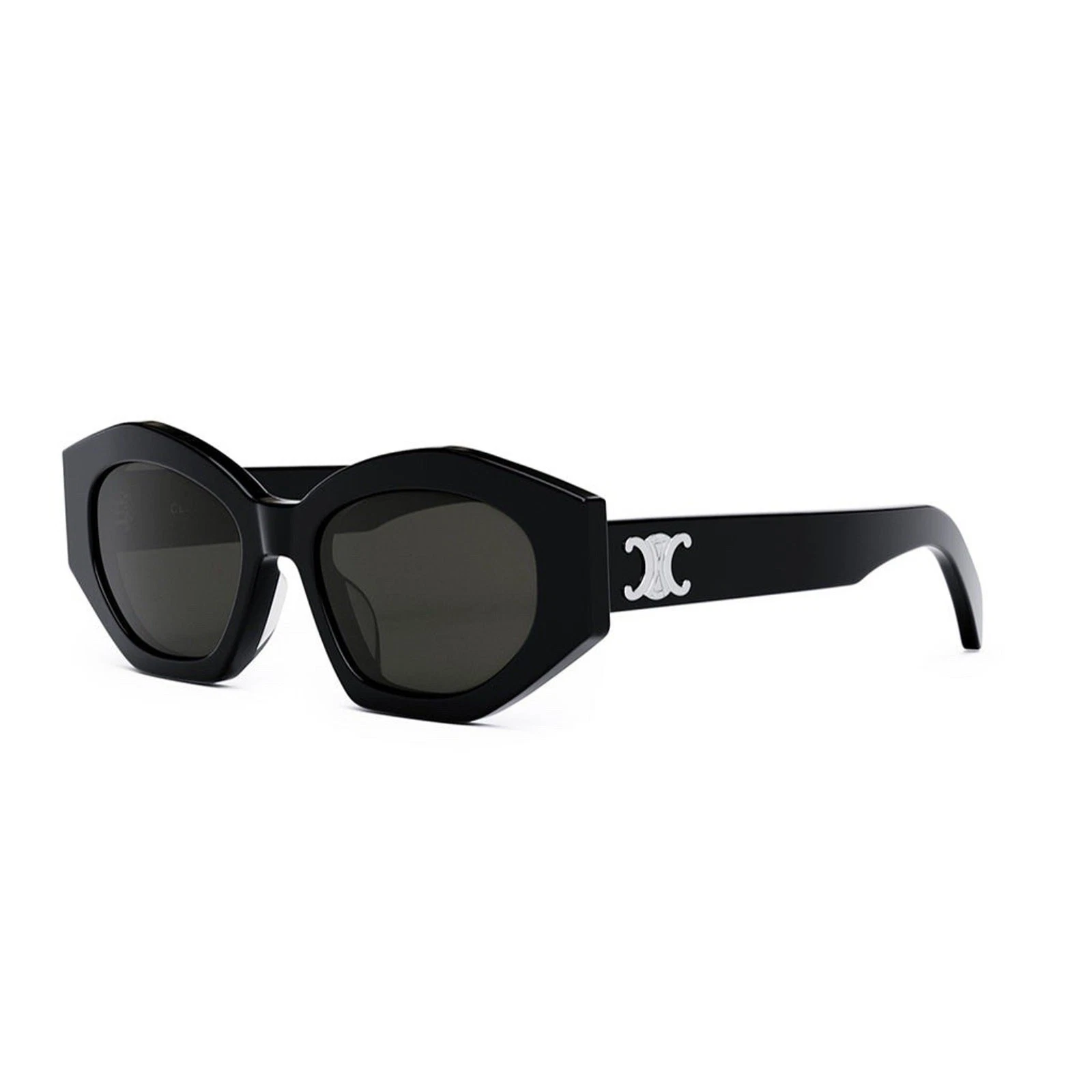 Celine — Celine CL40238U 01A Triomphe Oval Women Sunglasses Black Silver Grey AUTHENTIC
