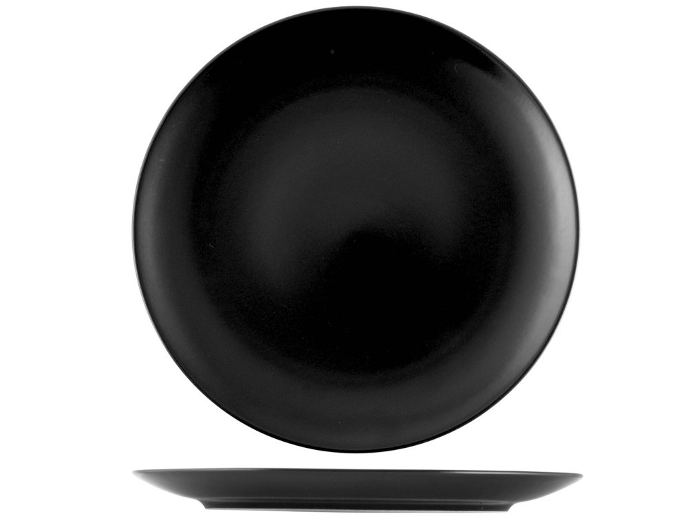 6 Denver Black Round Stoneware Plates 12.6 In H&H
