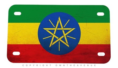 Ethiopia Flag Rustic Style Motorcycle License Plate