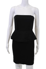 Alice + Olivia Womens Back Zip Strapless Layered Sheath Dress Black Size 6