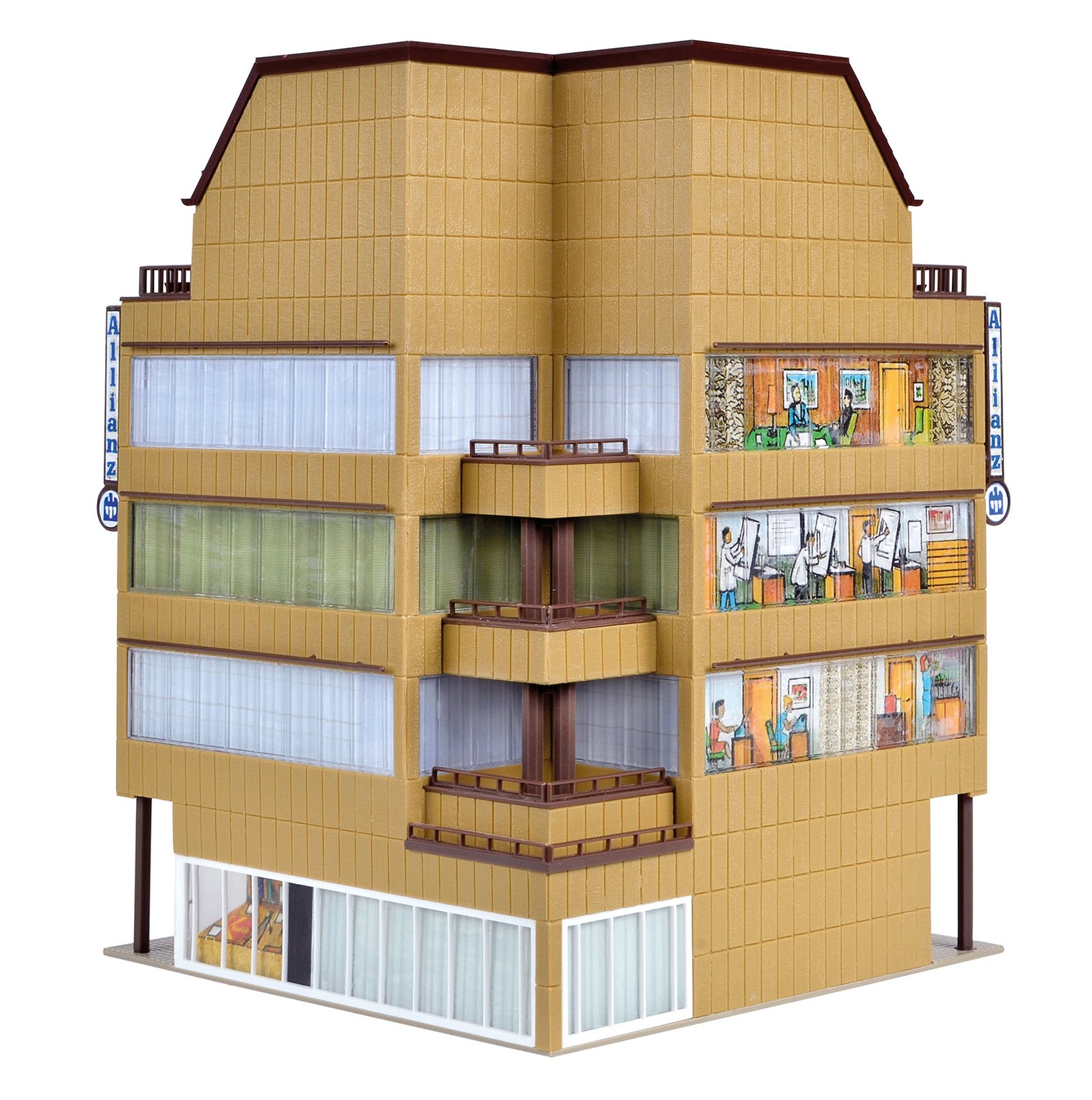 Vollmer 43800 - H0 City Corner House With Roof Atelier - New