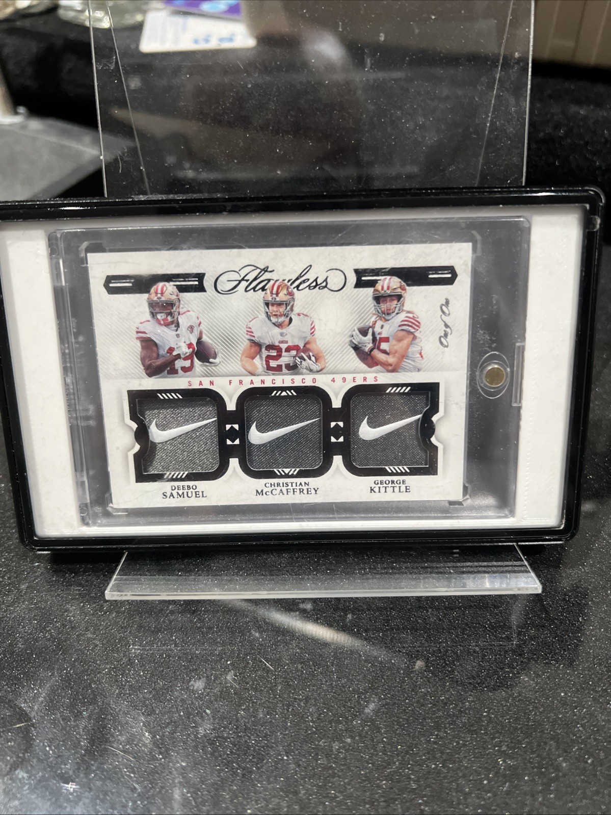 2022 Panini Flawless - Triple Patches Christian McCaffrey, Deebo, Kittle 1/1