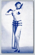 Vintage Blue Tone Glamour Showgirl Pin-Up Postcard Made in USA