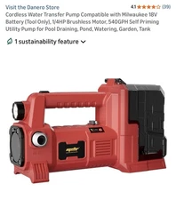 Mellif Cordless Water Transfer Pump For Milwaukee 18V New With Accessories 