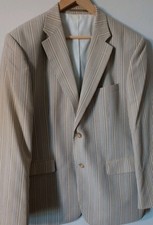 Vtg Mens Jacket Blazer 44” Reg Striped Rowing Boating Wedding Summer Henley Good