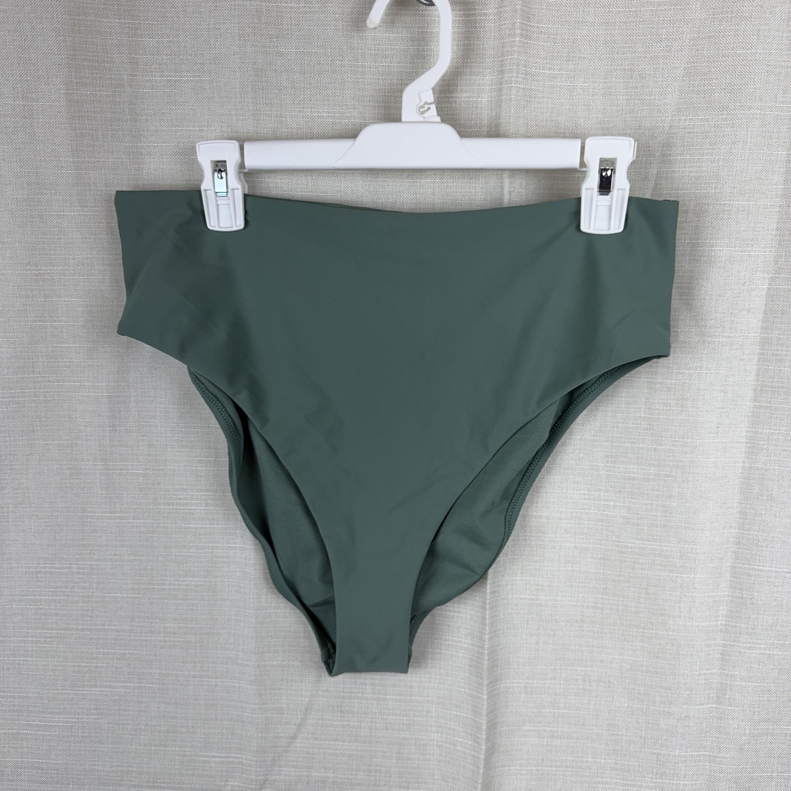 Shade & Shore Bikini Bottom Womens Large Green High Waist Lined Stretch Swim New