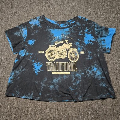 Shein Fit Women s 22 Plus Size Tie Dye Motorcycle Graphic Tee California Glamour