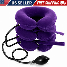 Cervical Traction Device Neck Pain Relief Stretcher Purple Adjustable