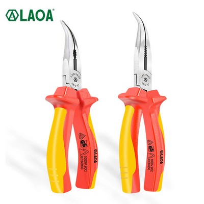 LAOA VDE Curved Needle Nose Pliers Insulated Wire Cutter Cr-V Electrician