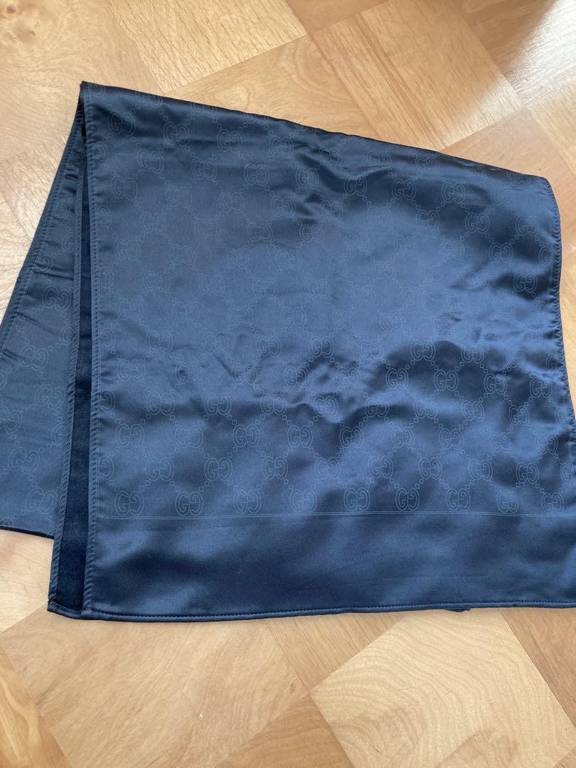 Gucci Silk Black Stole Scarf Luxury Women's Accessories Used