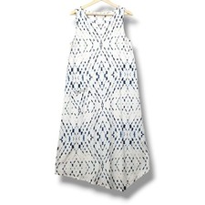 Pure Jill by J Jill Asymmetrical Midi Tank Dress Womens Medium White Blue Casual