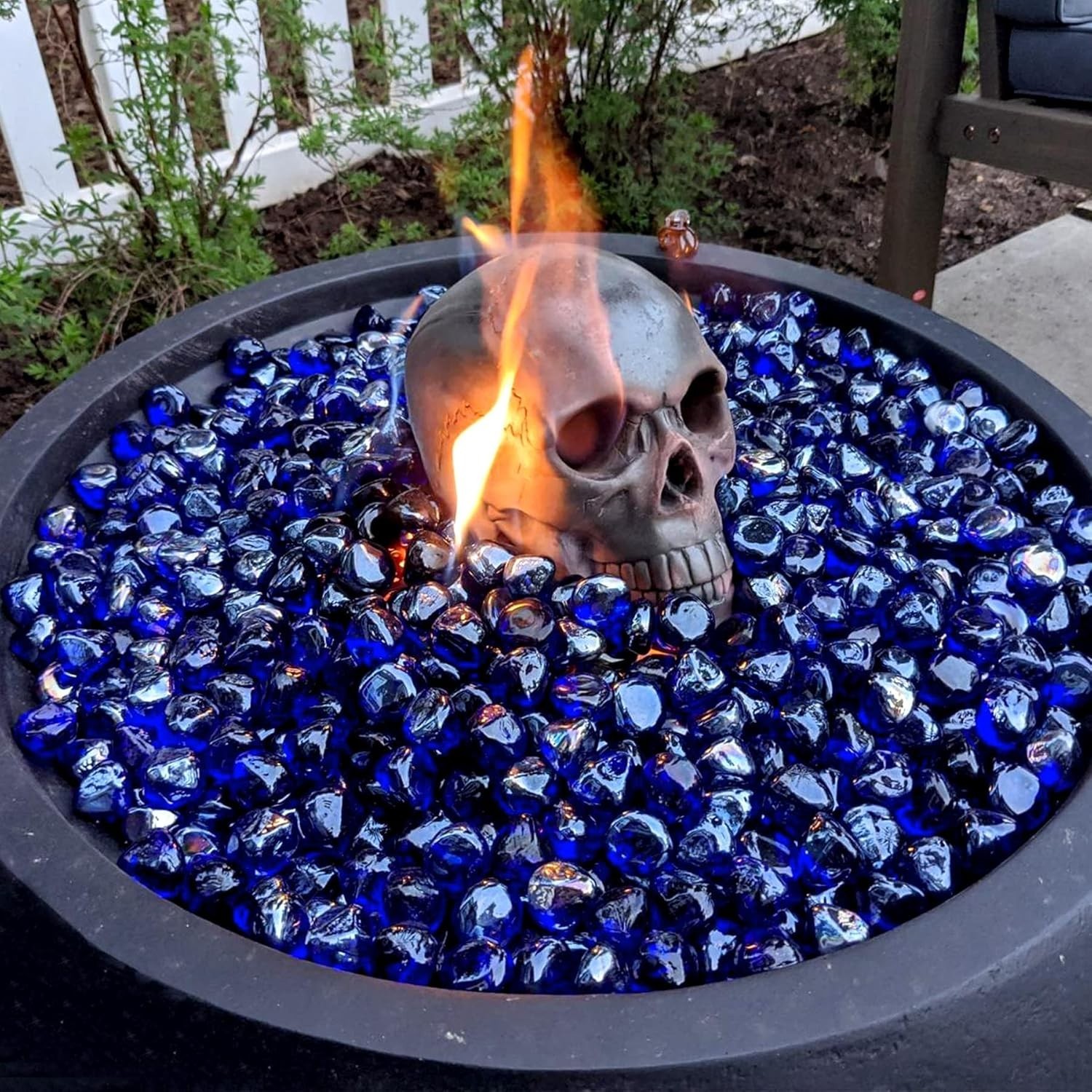 Gorgeous Cobalt Blue Reflective Fire Glass Rocks, 20 lbs - 1 Inch for Fire Pits