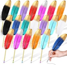 20 Pcs Feather Quill Pens Feather Ballpoint Pen Black Ink Vintage Quill Pen