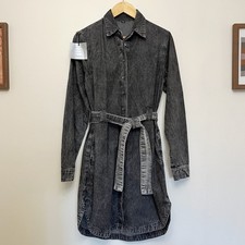 NWT Rachel Walters Grey Denim Shirtdress With Pockets, Size M