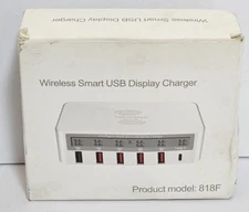 WIRELESS SMART USB DISPLAY CHARGER 6 PORTS MODEL 818F + CHARGER new