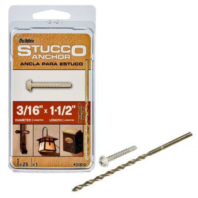 #ad 3 16 In. X 1 1 2 In. Steel Round Washer Head Phillips Stucco Anchors with Drill $13.31