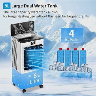 Portable Evaporative Air Cooler BW-108Y 8L Remote 12H Timer 3 Speed Sleep