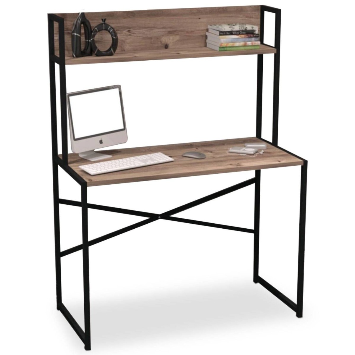 Bureau design Mazé en chêne robuste de 140cm avec étagère intégrée