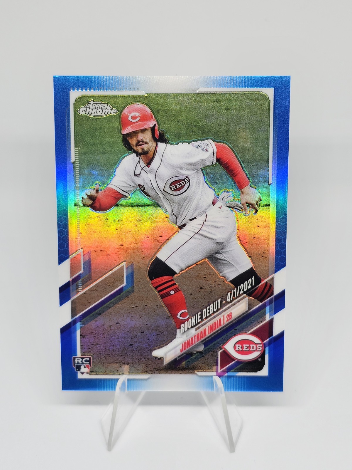 2021 Topps Chrome Update Jonathan India RC #USC96 Blue Refractor 004/199
