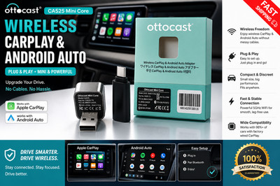 Ottocast Mini Core CA525 Wireless CarPlay Android Auto Adapter Plug & Play