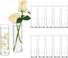 Cylinder Vase Tall Bud Vases: Hewory 12 Small Glass Vases for Wedding Table Dec